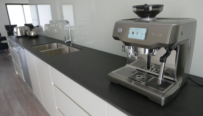 Black01 kitchen galley with Oracle Touch coffee machine