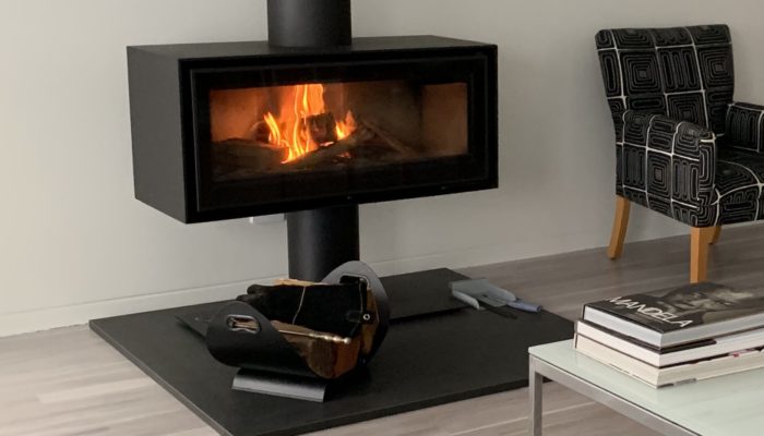 Black01 European wood fire with complimentary wood for burning